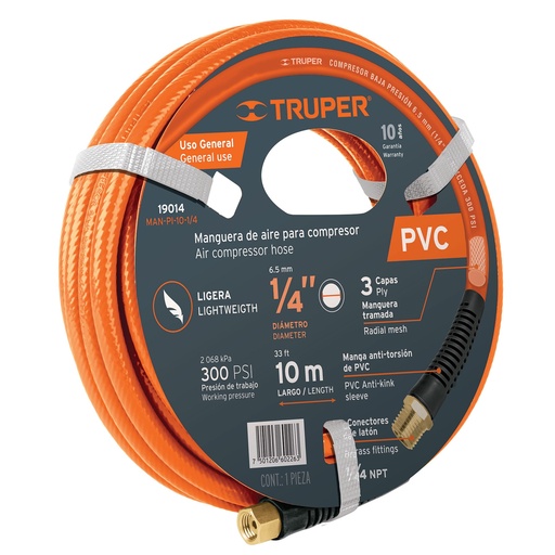 [HC14115] TRUPER MANGUERA P/BAJA PRESION10MTS 1/4 MAN-PI10-1/4