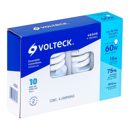 [HC13787] VOLTECH FOCO 15W ESPIRAL MINI CAJA 4PZAS VOLTECH