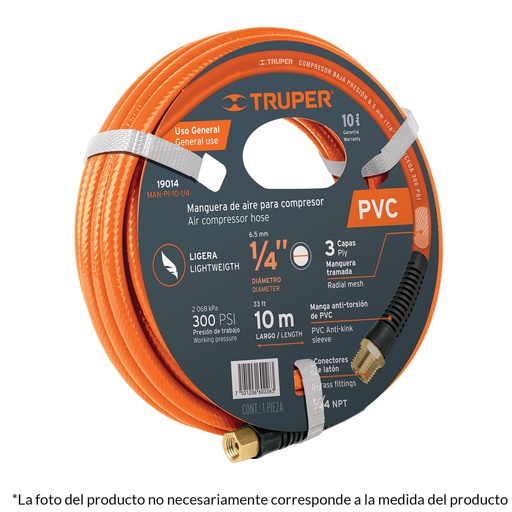 [HC104749] TRUPER MANGUERA MAN-PI-15-3/8 3/8" PVC BAJA PRESION 15MT
