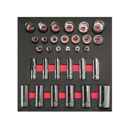 [HC102933] URREA JGO DE DADOS CH206 31PZ 1/2" CORTOS Y LARGOS