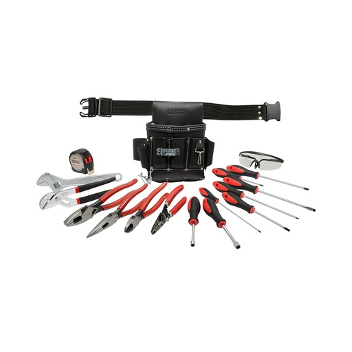 [HC104378] URREA JUEGO P/ELECTRICISTA JE17 17PZ C/PORTAHERRAMIENTAS