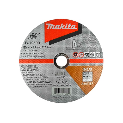 [HC103355] MAKITA DISCO DE CORTE         7"X1/16 PRECISO