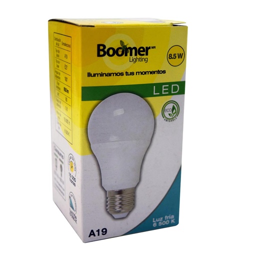 [HC106339] BOOMER FOCO LED 8.5W 6500K    A19 LUZ FRIA
