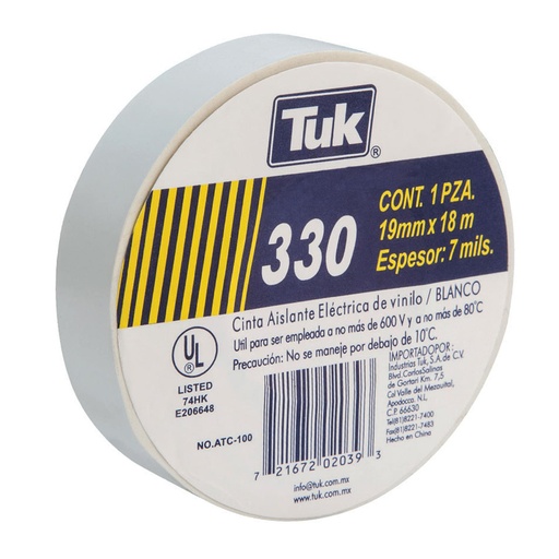[HC107014] TUK CINTA AISLANTE            19MMX18MT BLANCA 330