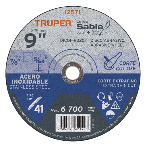 [HC13035] TRUPER DISCO CORTE ABT-878 9" A INOX