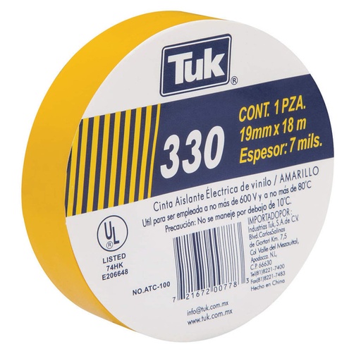 [HC107013] TUK CINTA AISLANTE AMARILLA   3/4"X18M 330