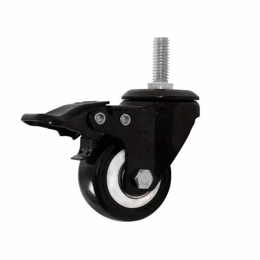 [HC119331] RODAJA GIRATORIA PVC NGA.     3" ESPIGA C/ROSCA C/FRENO