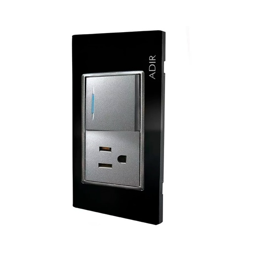 [HC111286] PLACA 1 APAGADOR +1 CONTACTO  CRISTAL NGO. PALERMO-TIFFANY