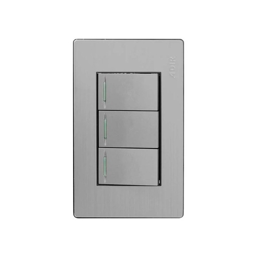 [HC111272] PLACA 3 APAGADORES SENCILLO   A. INOX. MILAN-MAYORCA