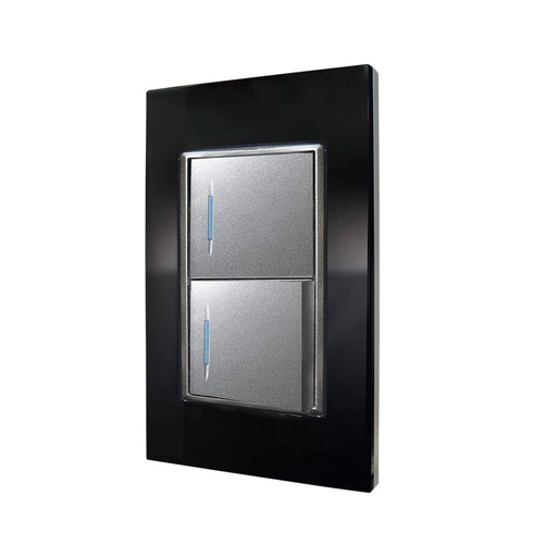 [HC111283] PLACA 2 APAGADORES SENCILLO   CRISTAL NGO. PALERMO-TIFFANY