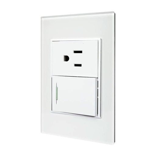 [HC111296] PLACA 1 APAGADOR +1 CONTACTO  CRISTAL BCO. SICILIA-TIFFANY