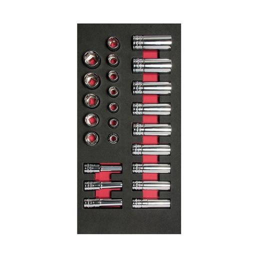 [HC119920] URREA JGO DADO CUADRADO CH107 3/8" METRICOS CORT/LARG 24 PZ