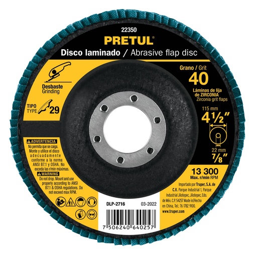 [HC120570] PRETUL DISCO LAM 2350 /4-1/2"7/8,GRANO 40