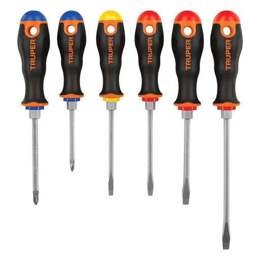 [HC122892] TRUPER JGO DESARMADOR DTJ-6B 6PZMGO CONFORT GRIP