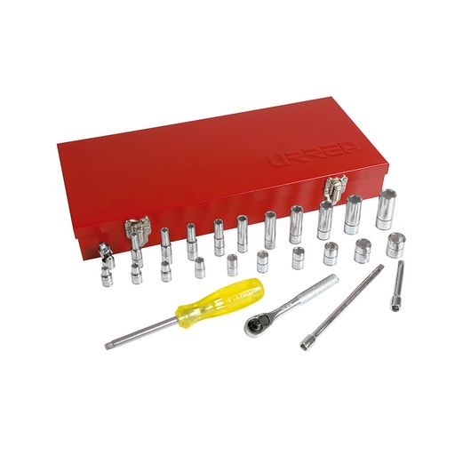 [HC15066] URREA JUEGO 26 DADOS 47116 1/4" C/ACCESORIOS