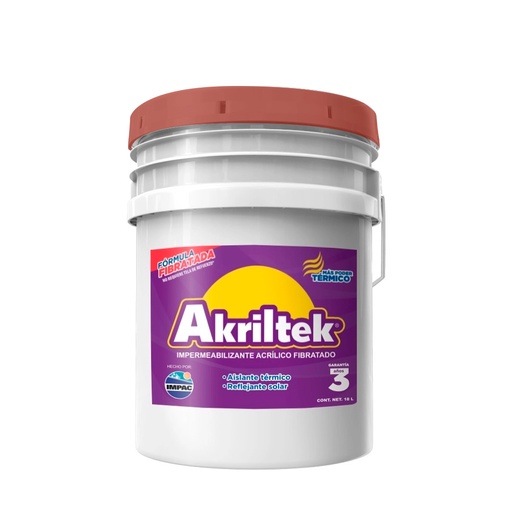 [HC122305] AKRILTEK IMPERM FIBRATADO     3AÑOS ROJO 18LT