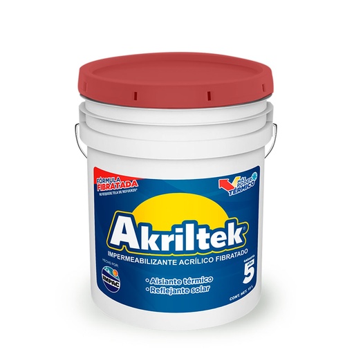 [HC122307] AKRILTEK IMPERM FIBRATADO     5AÑOS ROJO 18LT