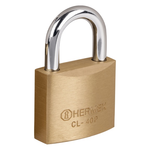 [HC13456] HERMEX CANDADO DE LATON CL-40P 40MMPULIDO GANCHO CORTO