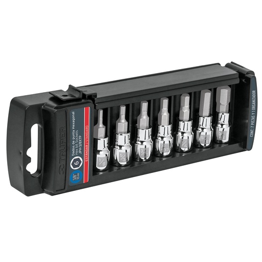 [HC21871] TRUPER JGO DE DADOS, PUNTA HEXAGONAL, CUADRO 3/8", 7 PZS JPH