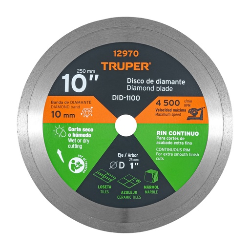 [HC21857] TRUPER DISCO DE DIAMANTE, RIN CONTINUO, 10 DID-1100