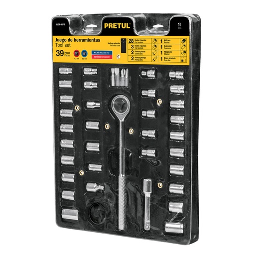 [HC10364] PRETUL JGO DADOS JUDA-40PB 1/4-3/8-1"40PZ BOLSA