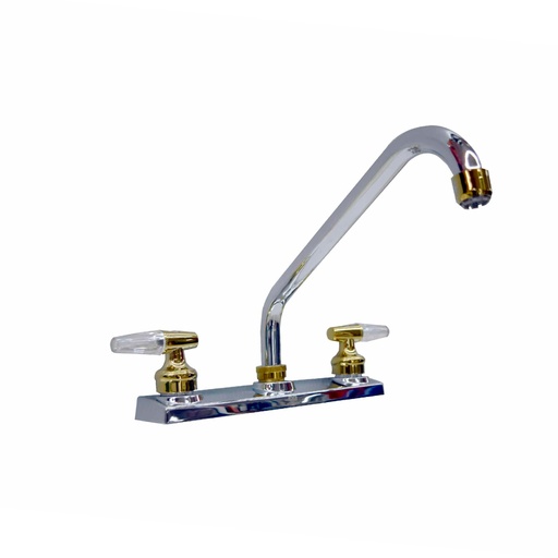 [HC125596] AQUAFLOW MEZCLADORA AQF-0643 P/FREGADERO CROMO/ORO CRYSTAL