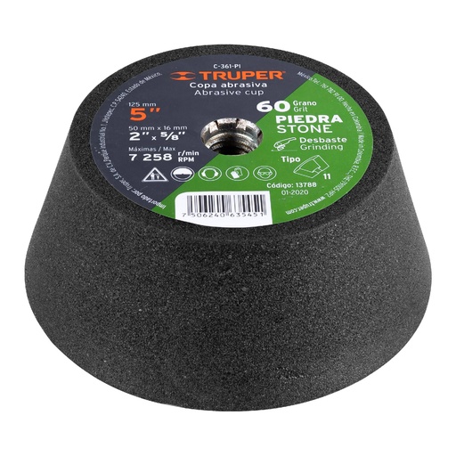 [HC21852] TRUPER COPA PARA DESBASTE DE PIEDRA 5" C-361-PI