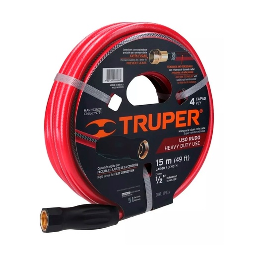 [HC21114] TRUPER MANGUERA 4CAPAS MAN15X1/2X15MT 1/2" SUPER REFORZ