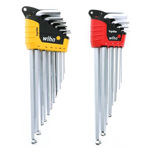 [HC126254] WIHA JGO LLAVE HEX L 66992 22PZ STD Y MILIMET EXTR BOLA