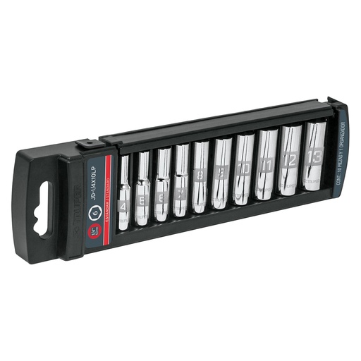 [HC112918] TRUPER JGO 10 DADOS LARGOS 1/4" 14167 3/16 A 9/16" JD-1/4X10