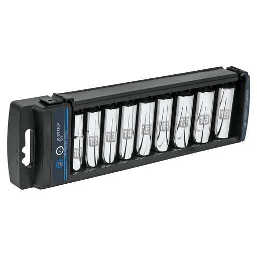 [HC13945] TRUPER JGO DADOS LARGOS CUADRO 3/8 9PZA MILIME JD-3/8X9LM