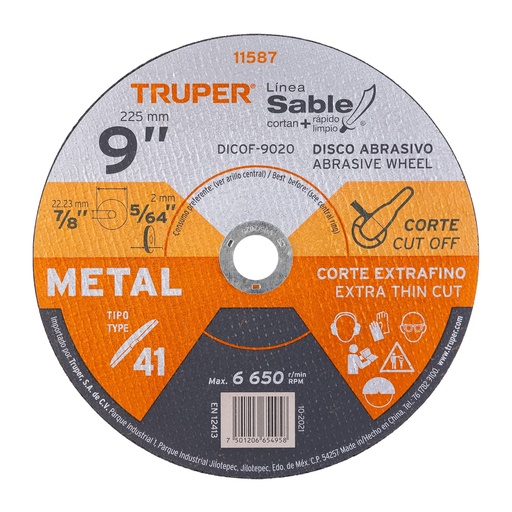 [HC13677] TRUPER DISCO SABLE ACE INOX TIPO 1, 9 DICOF-9020