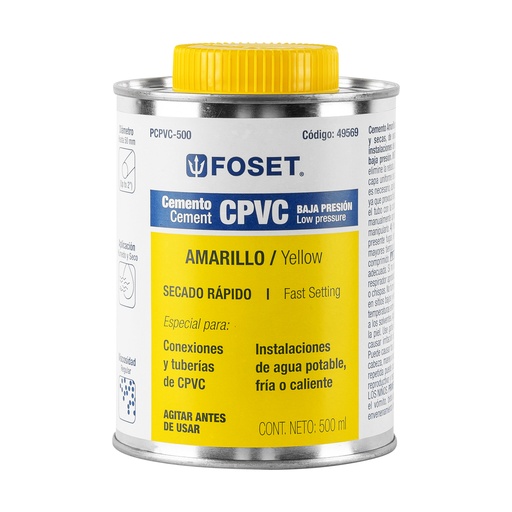 [HC14258] FOSET PEGAMENTO P/CPVC LATA   500ML PCPVC-500
