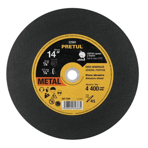 [HC10304] PRETUL DISCO ABRASIVO ABT-758P 14"CORTE METAL