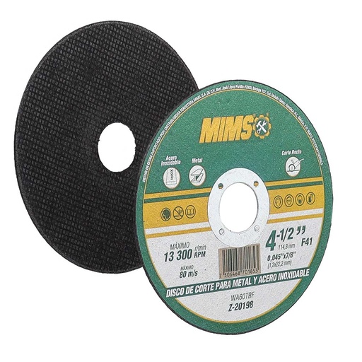 [HC129580] MIMS DISCO DE CORTE 4-1/2"    A INOX .045"X7/8" Z-20198