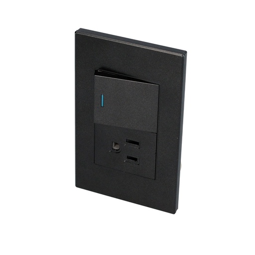 [HC128069] SURTEK PLACA P624N  1APAGADOR1CONT NEGRO PREMIUM 1/2