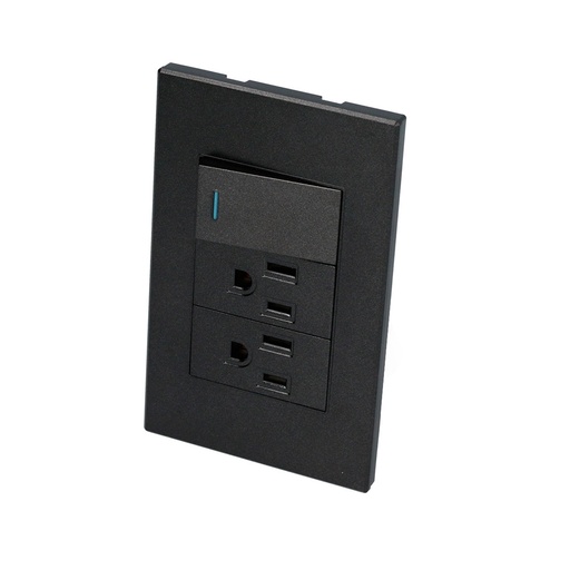 [HC128071] SURTEK PLACA P625N  1APAGADOR2CONT NEGRO PREMIUM 1/3