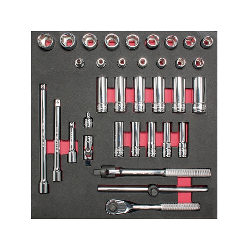 [HC132594] URREA JGO DADOS Y ACCES 3/8"  35PZ METRICOS CH202