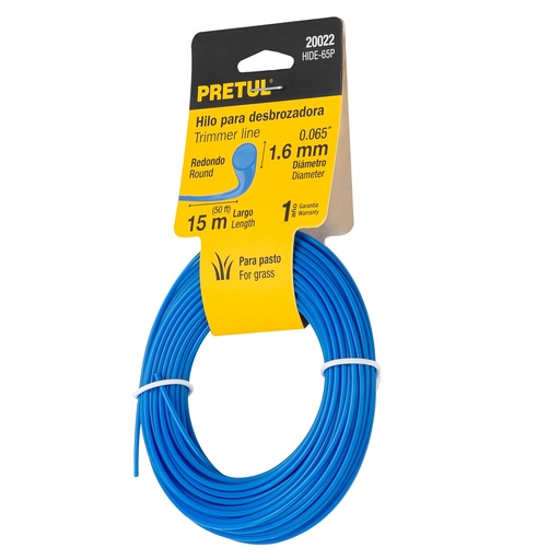 [HC10357] PRETUL HILO P/DESBROZADORA    1.6MMX15MT AZUL REDONDO