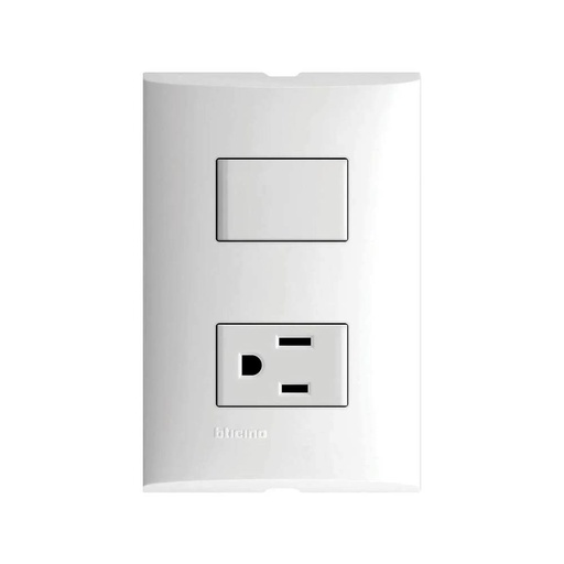 [HC127960] FORZA PLACA 1INTERRUPTOR      SENC+TOMA CORR 2P+T BTICINO