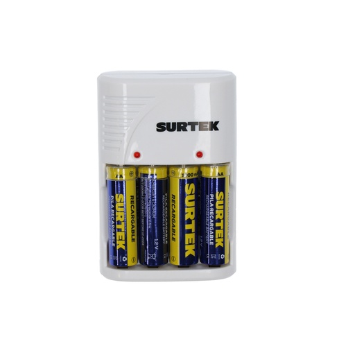 [HC126512] SURTEK CARGADOR PILAS CP4 2A-3A-9V C/4AA
