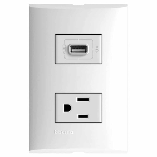 [HC127962] FORZA PLACA 1TOMA CORR        2P+T+1CARG USB BTICINO