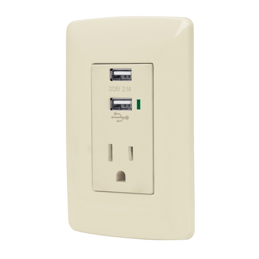 [HC13547] VOLTECH CONTACTO 2 POLOS TIERRA 2 PUERTOS USB