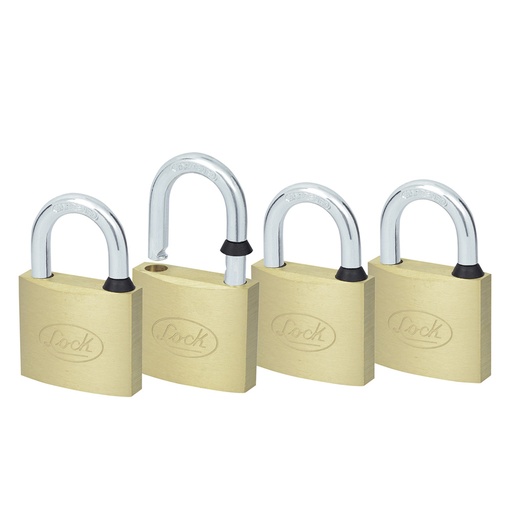 [HC111705] LOCK JUEGO DE 4 CANDADOS LATON GANCHO CORTO 40MM COD. 15CA
