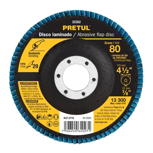 [HC147139] PRETUL DISCO LAMINADO 4-1/2"  G80 DLP-2718