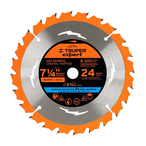 [HC134339] TRUPER DISCO SIERRA 100103 7-1/4 24DST-724X  5/8 P/MADERA
