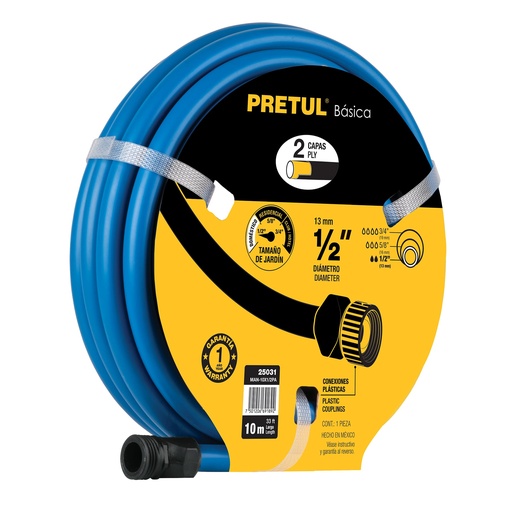 [HC134300] PRETUL MANGUERA 2CAPAS 1/2"X  10MT CONEX PLAST MA-10X1/2PA