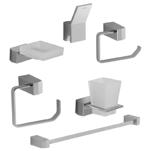 [HC143344] URREA ACCESORIOS P/BAÑO JGO   CROMO QUADRO CU.20