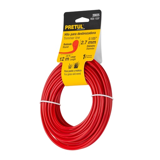 [HC10356] PRETUL HILO P/DESBROZADORA    2.7MMX12MT REDONDO