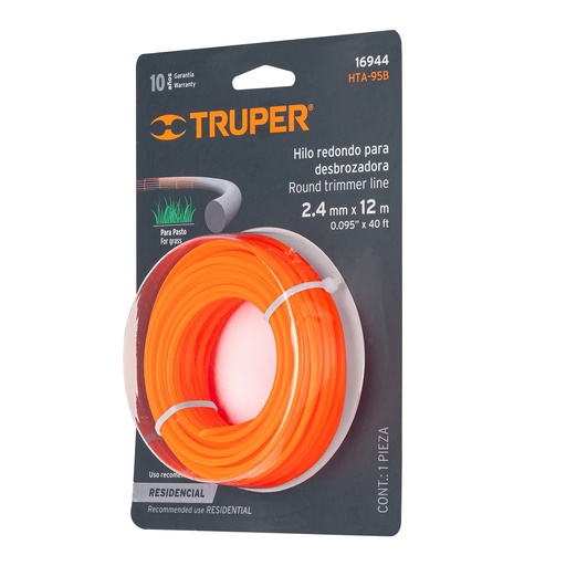 [H012185] TRUPER HILO P/DESBROZADORA    2.4MMX12MT NARANJA REDONDO